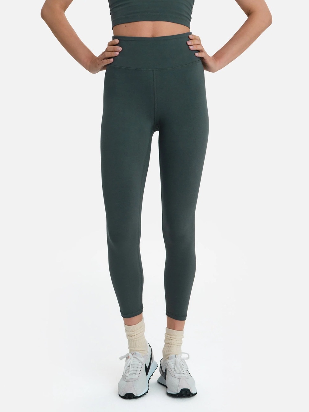 MATE the Label High Rise High Waist Midi Leggings Forest Green Organic - Picture 2 of 9